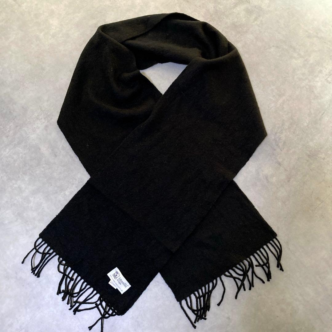 高級 Johnstons ジョンストンズ マフラー カシミヤ100 ブラック 黒