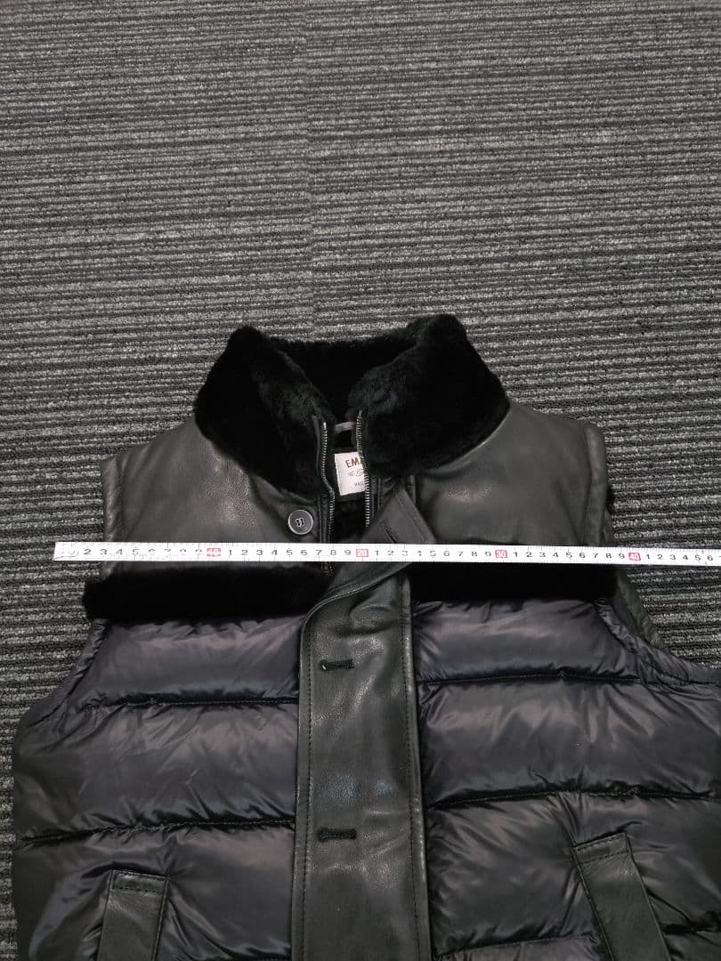 レア♪EMMETI エンメティ メンズ レザー ダウンベスト ブラック♪