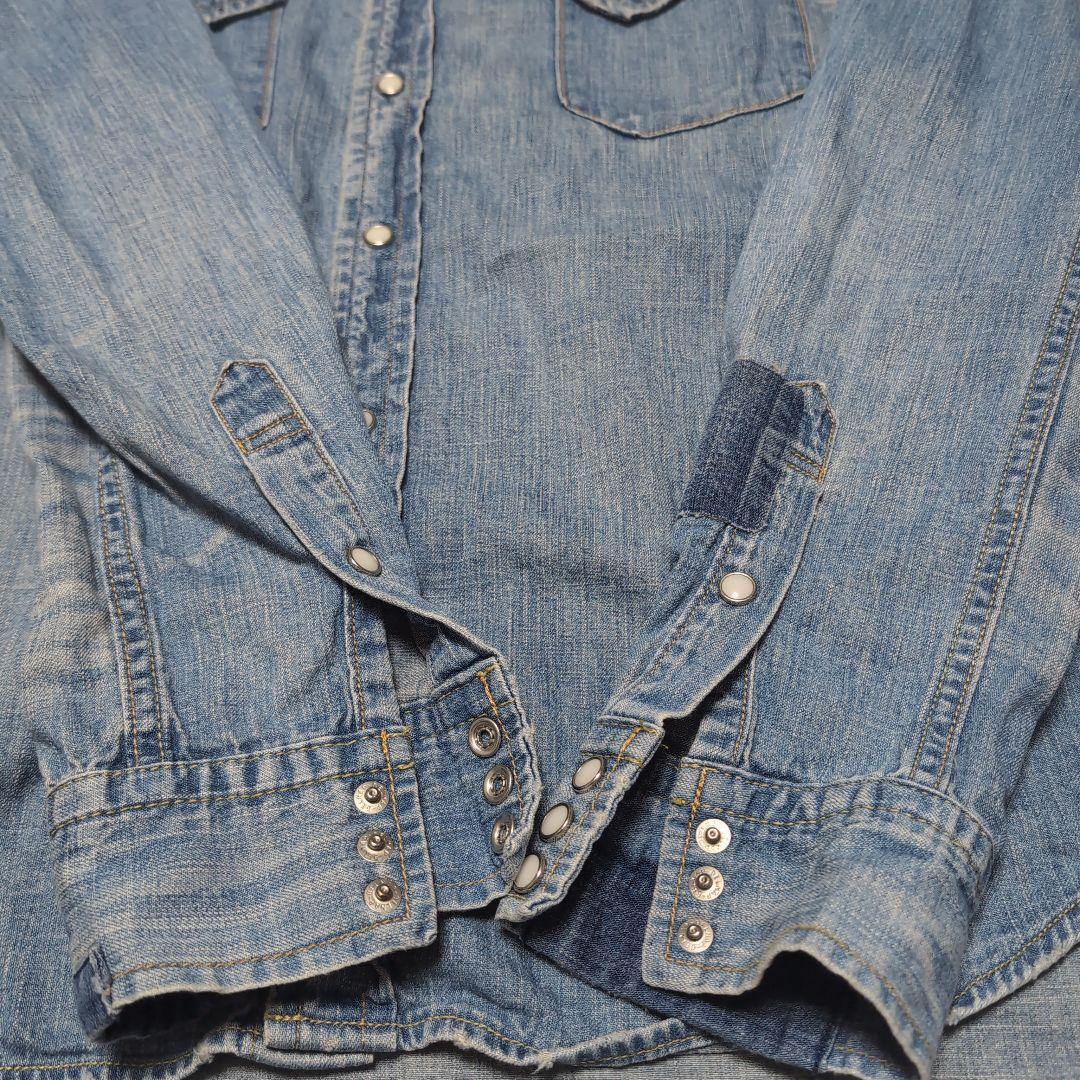 レミレリーフ REMI RELIEF メタルスタッズ デニムシャツ XL スカル