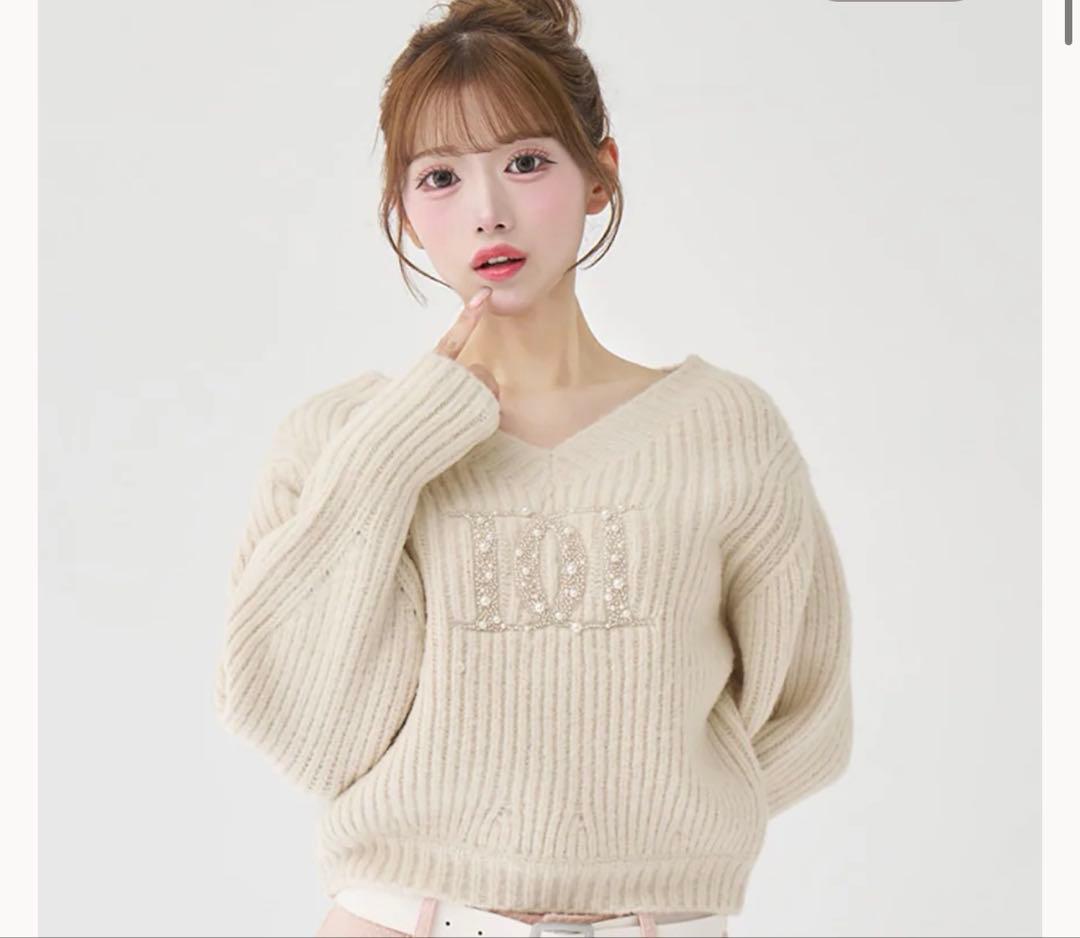 Darich ファンシービーズDDロゴボリュームニットトップス IVO