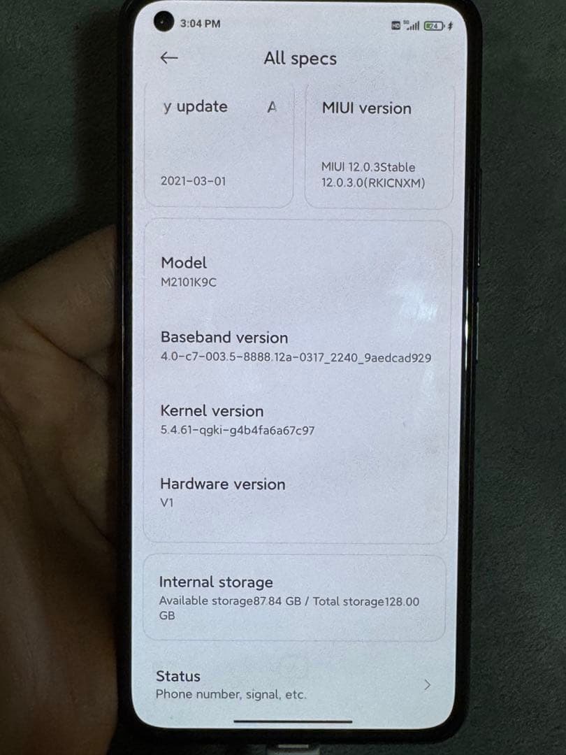 中国版 Xiaomi Mi 11 Lite 5G（型号：M2101K9C）