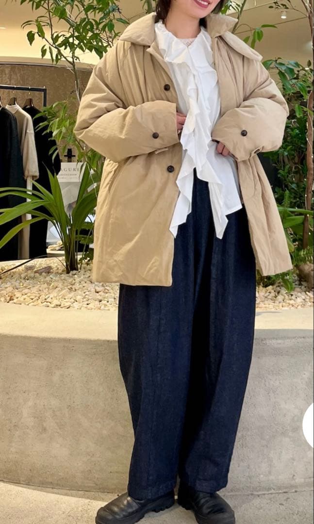 新品タグ付　かぐれ　コットンダウンジャケット　ベージュ　今季完売品　再お値下げ