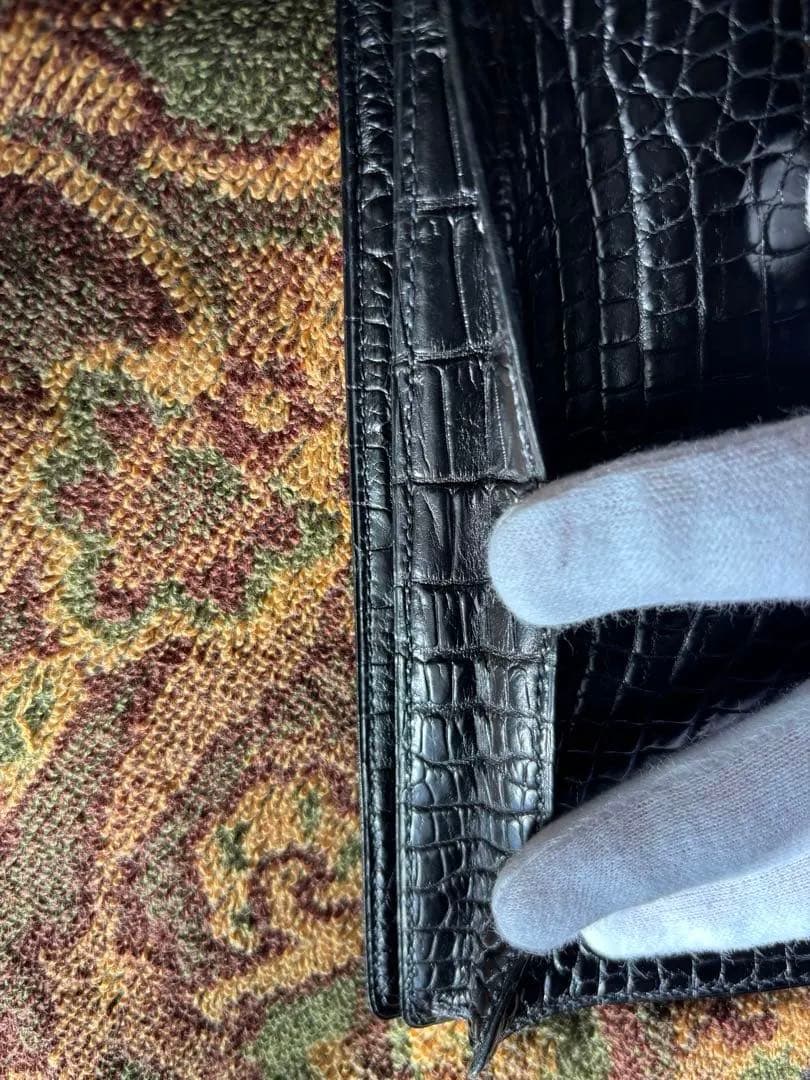 お買い得希少モラビトアリゲーターマット無双 長財布美品定価15%以下