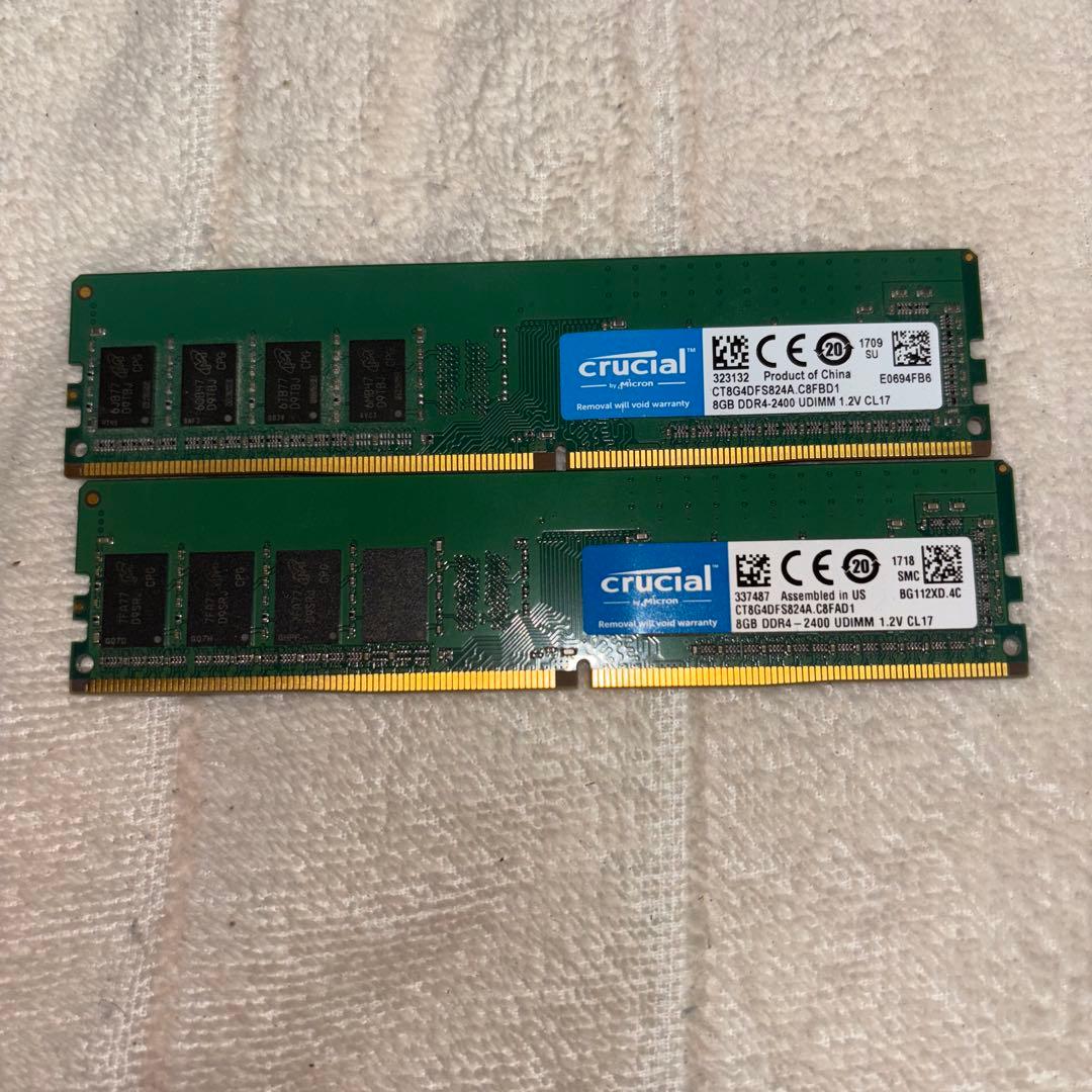 【動作確認済】Crucial DDR4 16GB(8GBx2)UDIMM メモリ