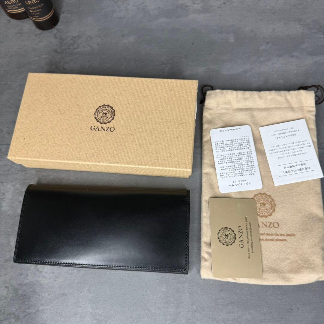 【付属品完備】ガンゾ エイボン ブライドルレザー 長財布 小銭入れ付き ブラック