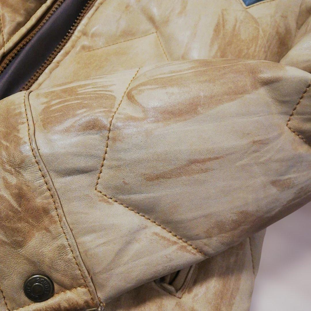 極上 Schott レザーダウンジャケット ダウンベスト