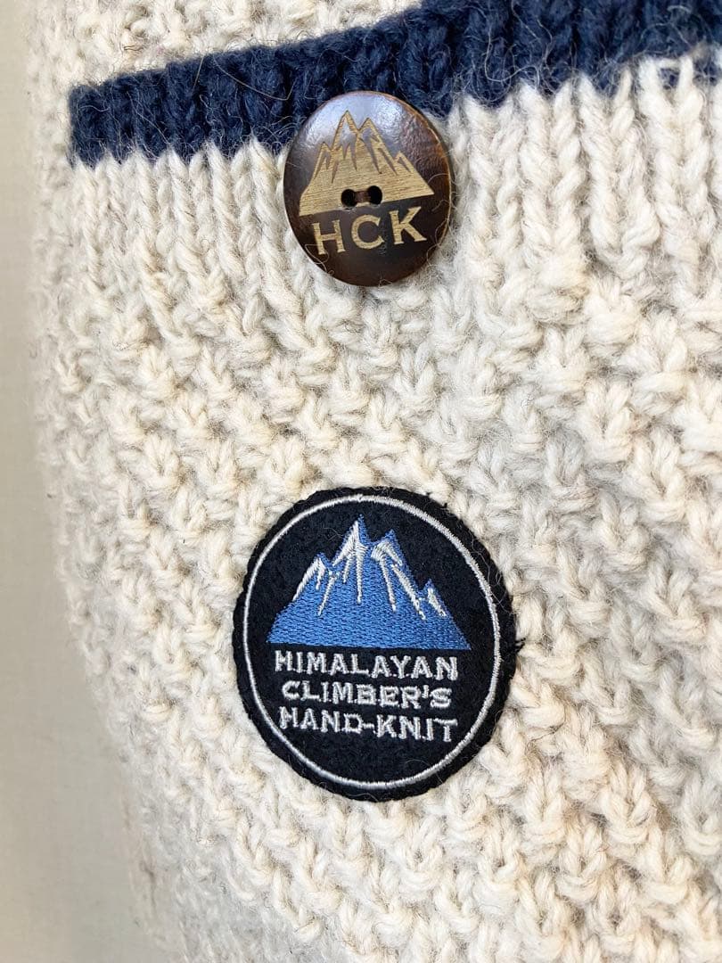 美品　手編みヒマラヤン クライマーズハンドニット ケーブル編み ニットベスト　M