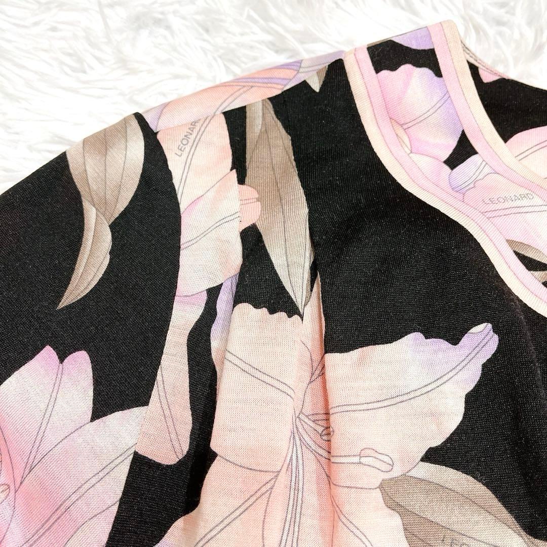 ★LEONARD★シルク混 花柄 フラワー ブラウス ブラック黒 サイズ42