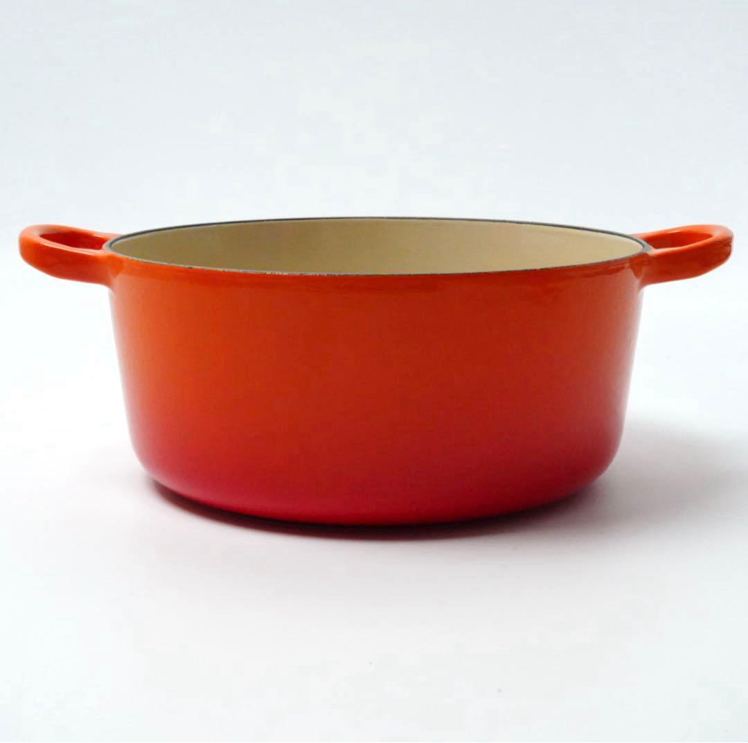 【極美品】LE CREUSET　ココット ロンド オレンジ22cm