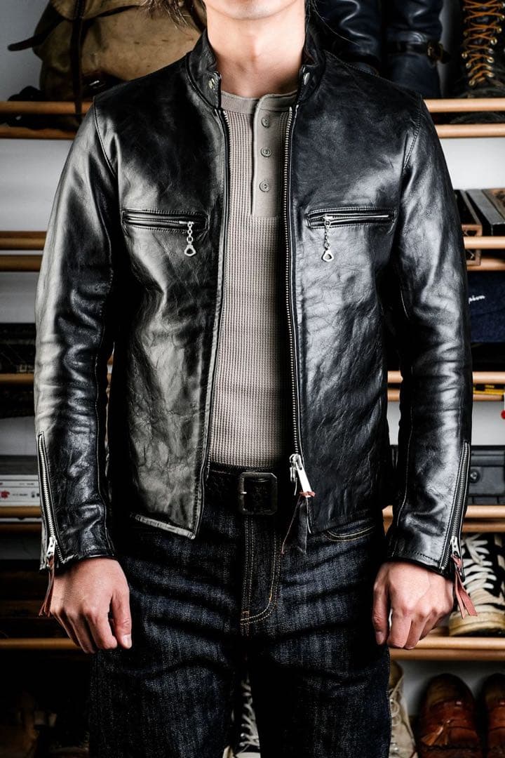 茶芯ホースハイド singleriderライダースジャケットサイズL