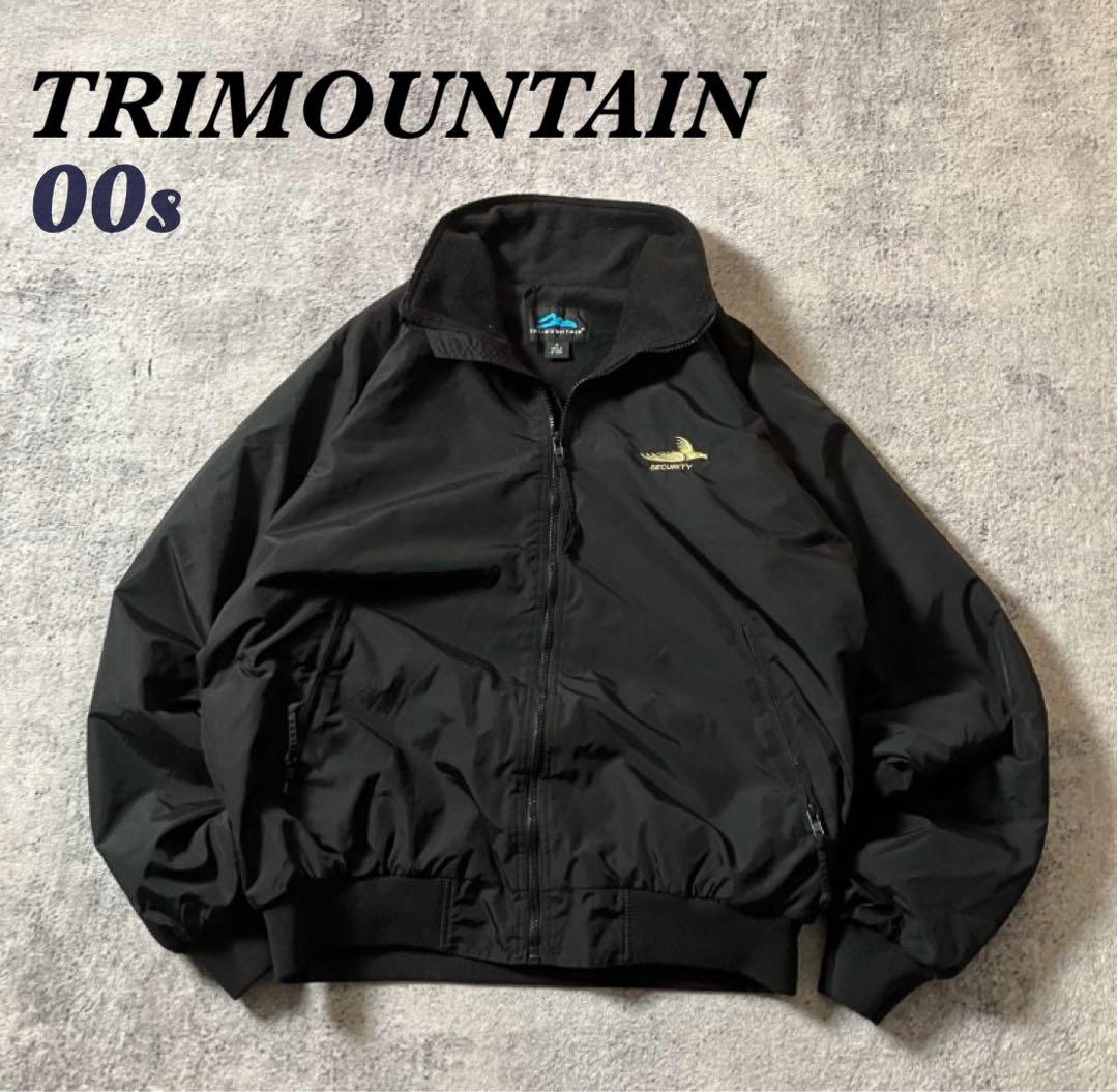 00sTRIMOUNTAIN企業ロゴウォームアップジャケットナイロンブラック黒M