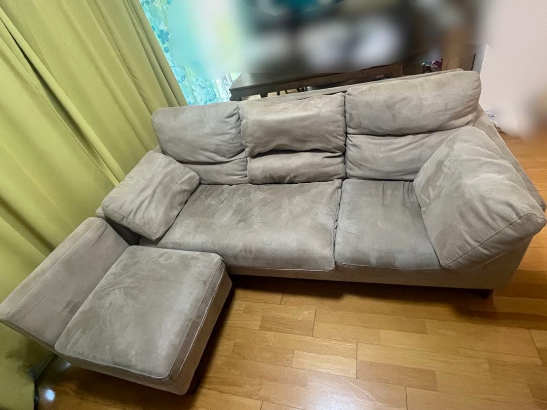 【愛知県】ベージュ L字型ソファ スエード調