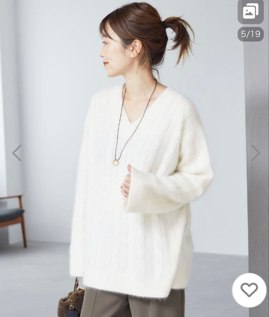 【新品未使用】Plage Vネック ニット オーバーサイズ 白