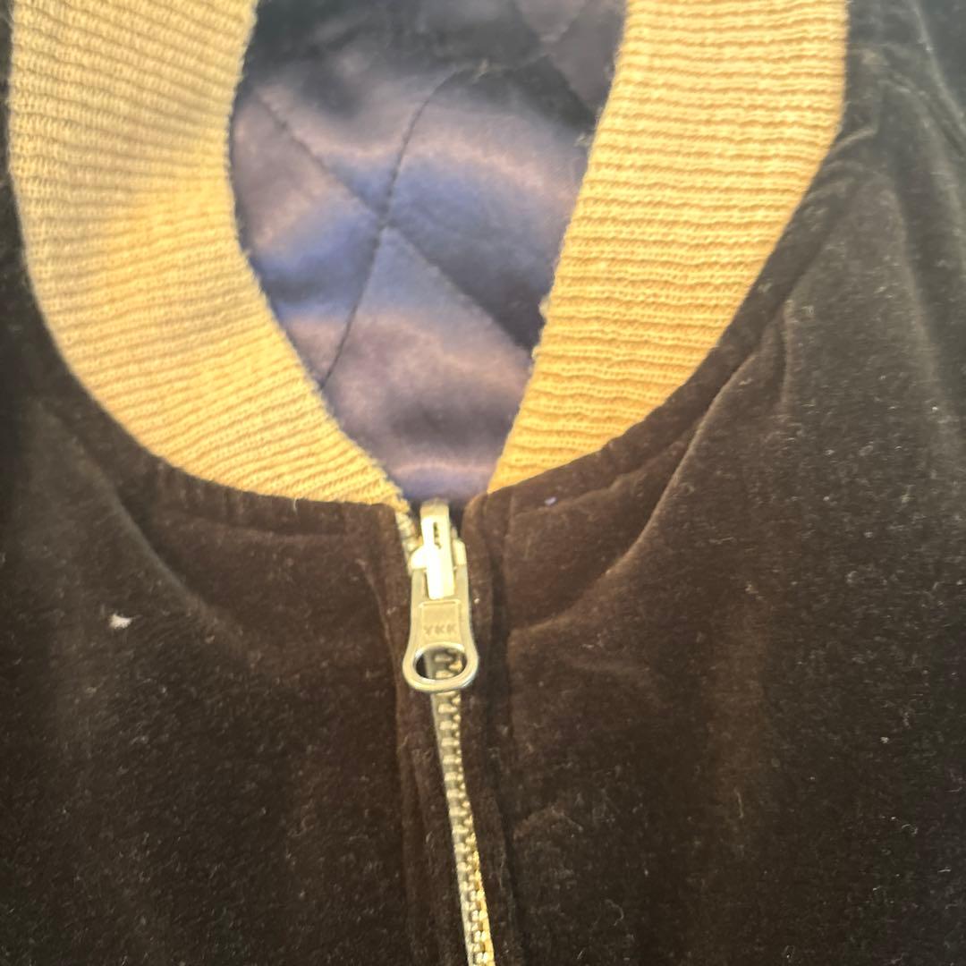 別珍　希少　スカジャン 鶴と亀の桜刺繍