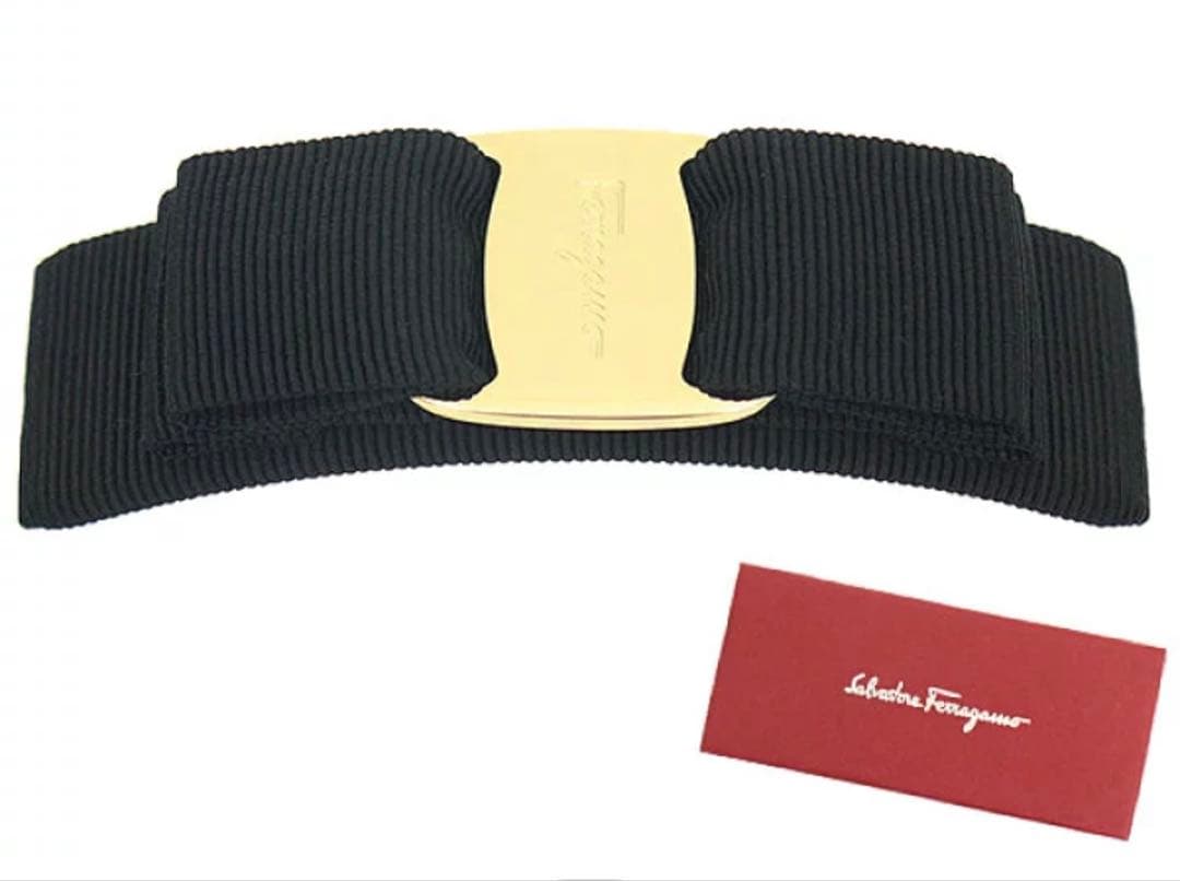 Salvatore Ferragamo 黒リボンバレッタ新品未使用フェラガモ