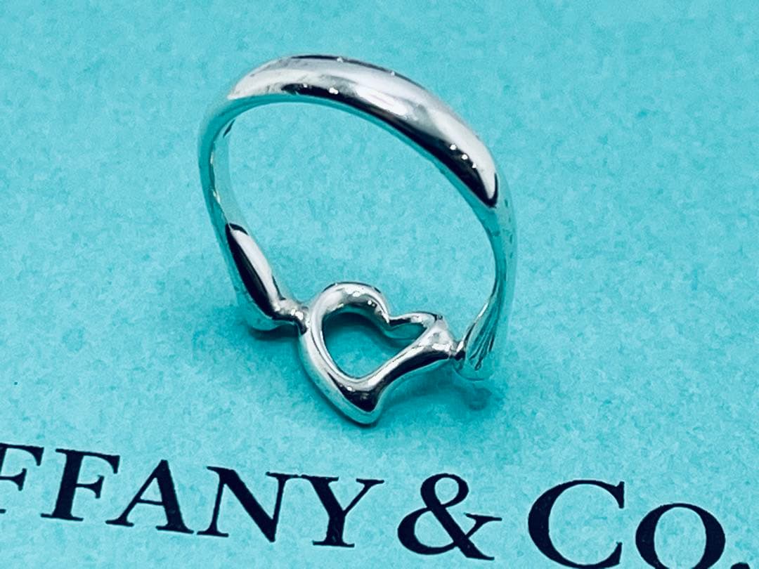 h890 美品　ティファニー　オープンハート　リング　シルバー925 約8.5号