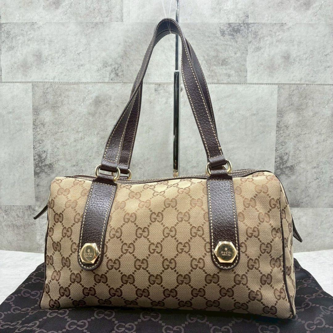 美品✨ グッチ GG キャンバス ミニボストン バッグ 肩掛け ハンドバッグ