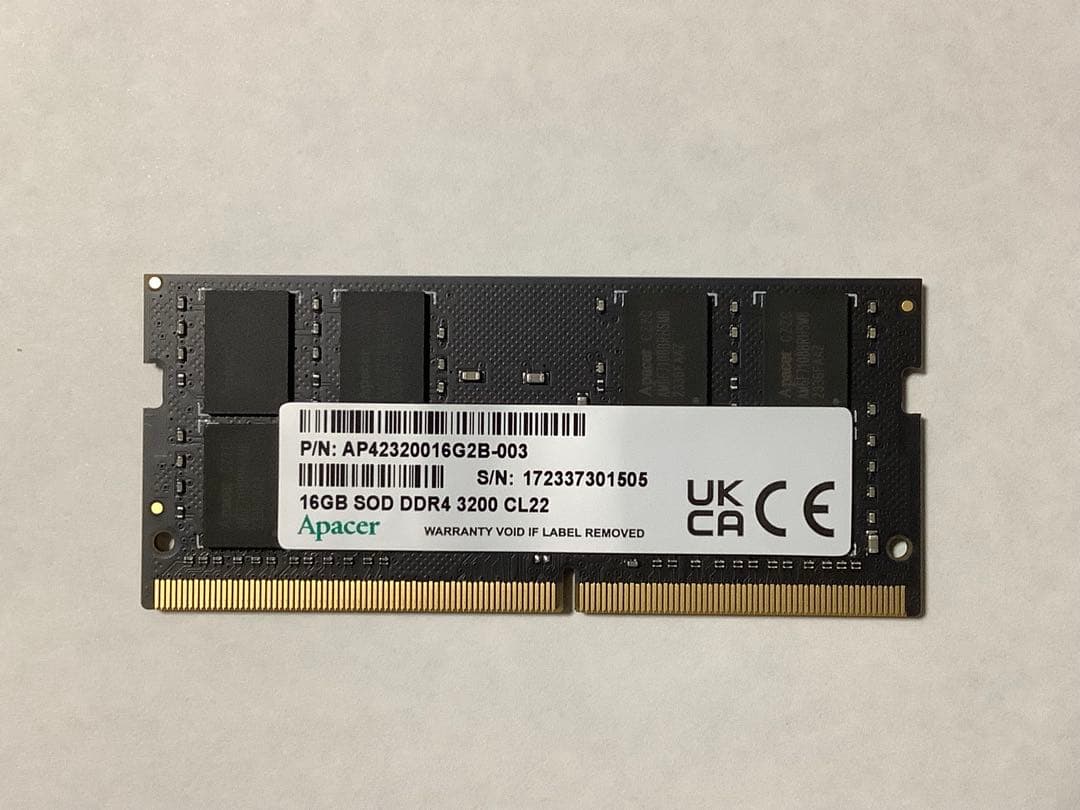 Apacer DDR4 3200 CL22 16GB ノート用