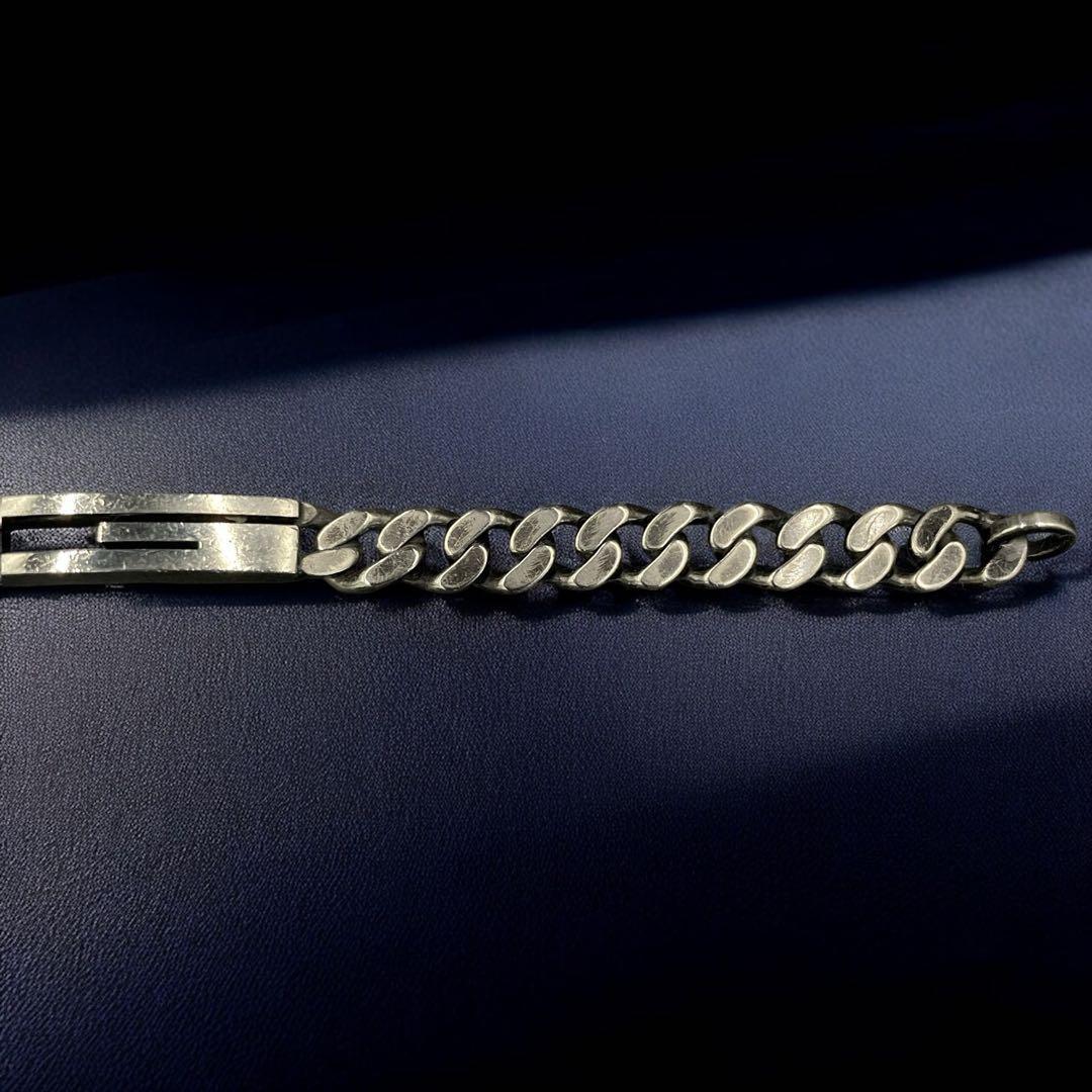 オールド　グッチ　ブレスレット Gロゴ 喜平チェーン シルバー　17 y2k