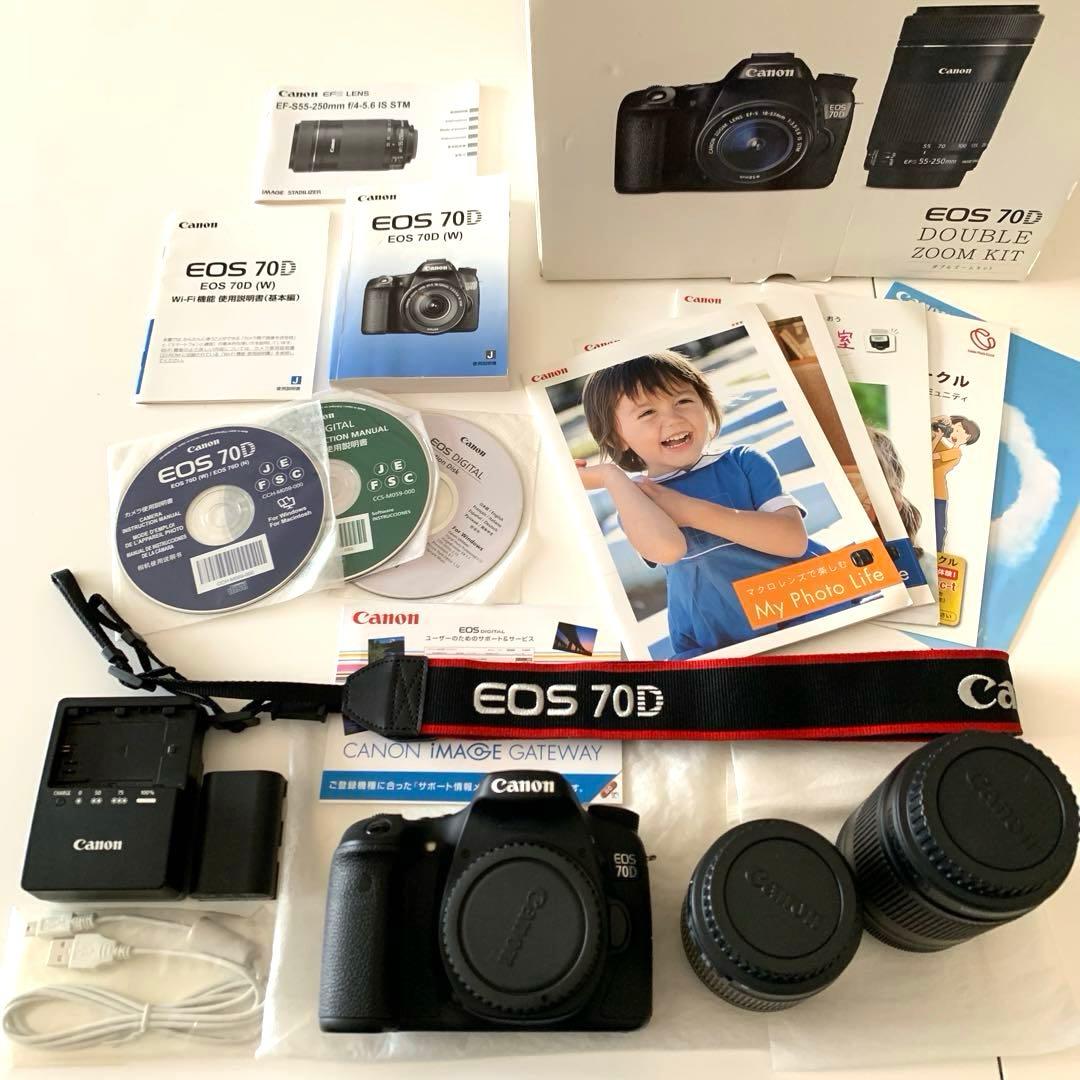 美品　一眼レフ　Canon EOS 70D ダブルズームキット　　フルセット