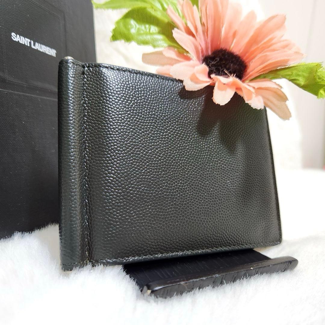 ✨極美品　付属品あり✨サンローラン　マネークリップ　キャビアスキン　カーキ