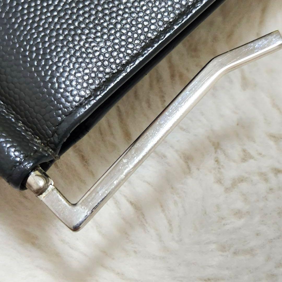 ✨極美品　付属品あり✨サンローラン　マネークリップ　キャビアスキン　カーキ