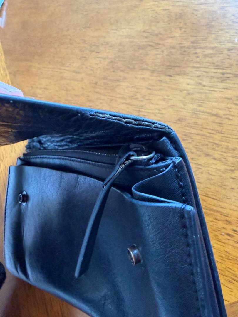 ann demeulemeester ブラックレザー 長財布 スナップボタン付き