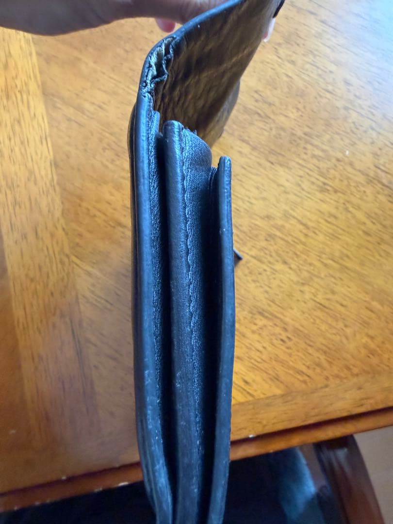 ann demeulemeester ブラックレザー 長財布 スナップボタン付き