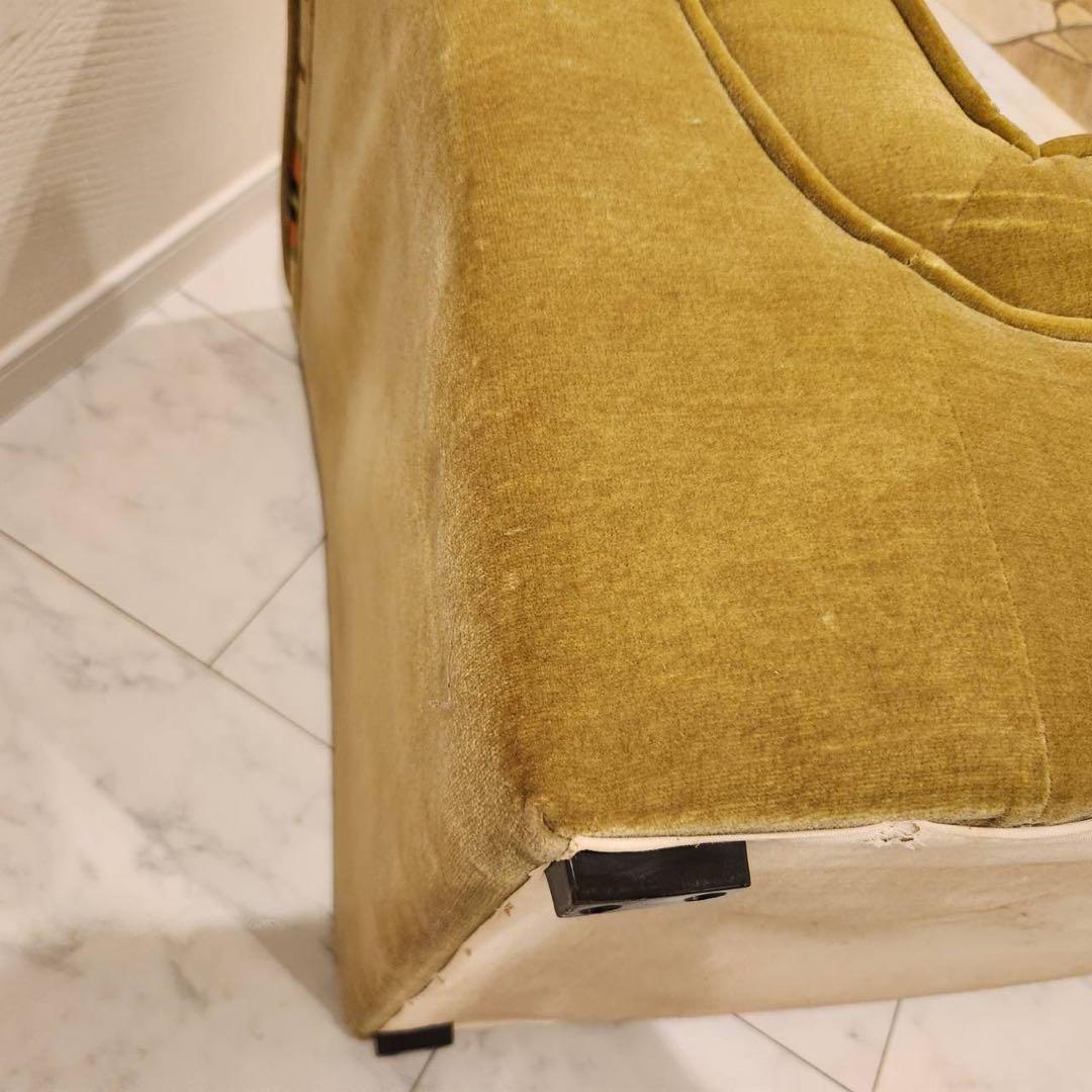 オールドカリモク　karimoku ストライプ　モケットアームレスシングルソファ