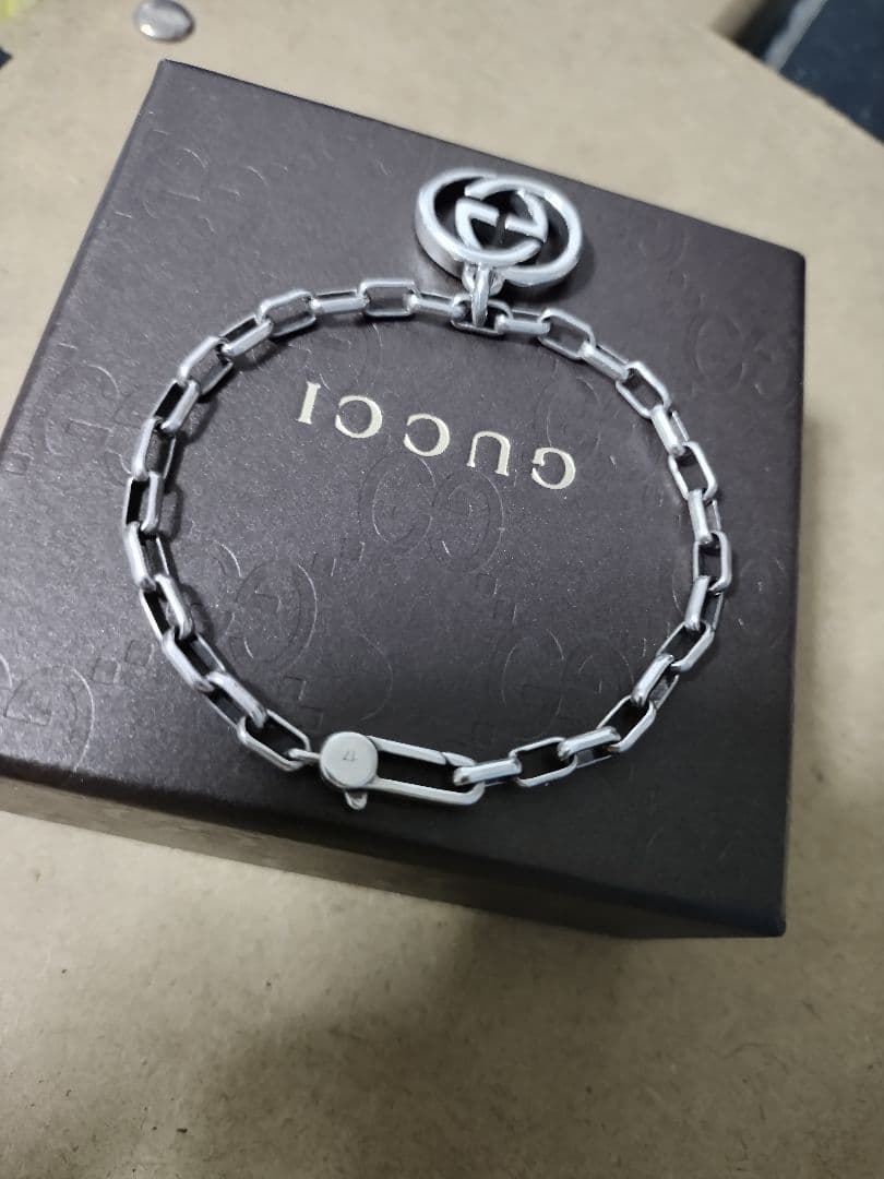 良好品 GUCCIグッチ シルバー925インターロッキングブレスレットイタリア製