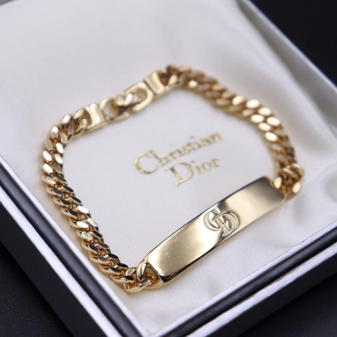 極美品❁︎ ディオール 喜平 プレート ロゴ ブレスレット ヴィンテージ dior