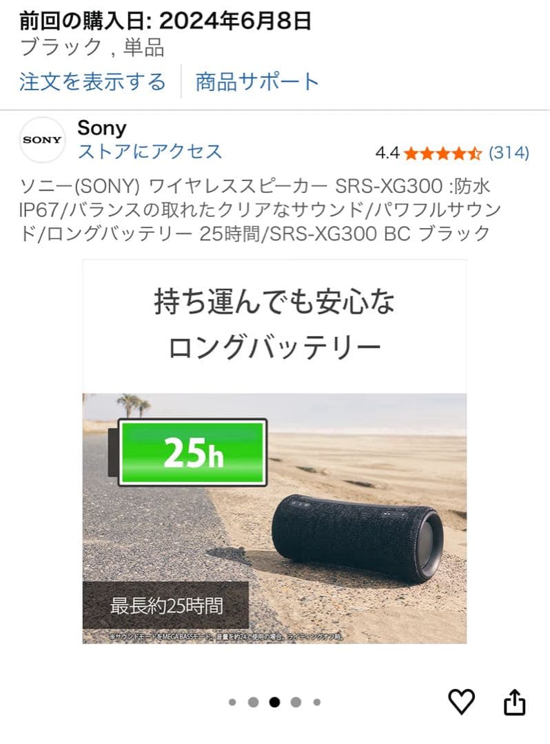 【特別価格】Sony Bluetoothスピーカー★SRS-XG300
