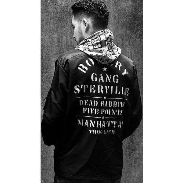 良品 GANGSTERVILLE バックプリントナイロンジャケット ブラックXL