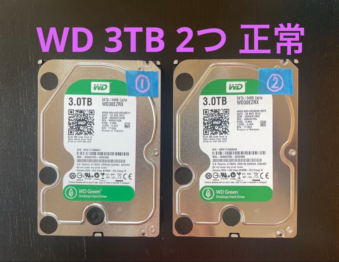 HDD 3.5インチ Western Digital Green 3TB×2