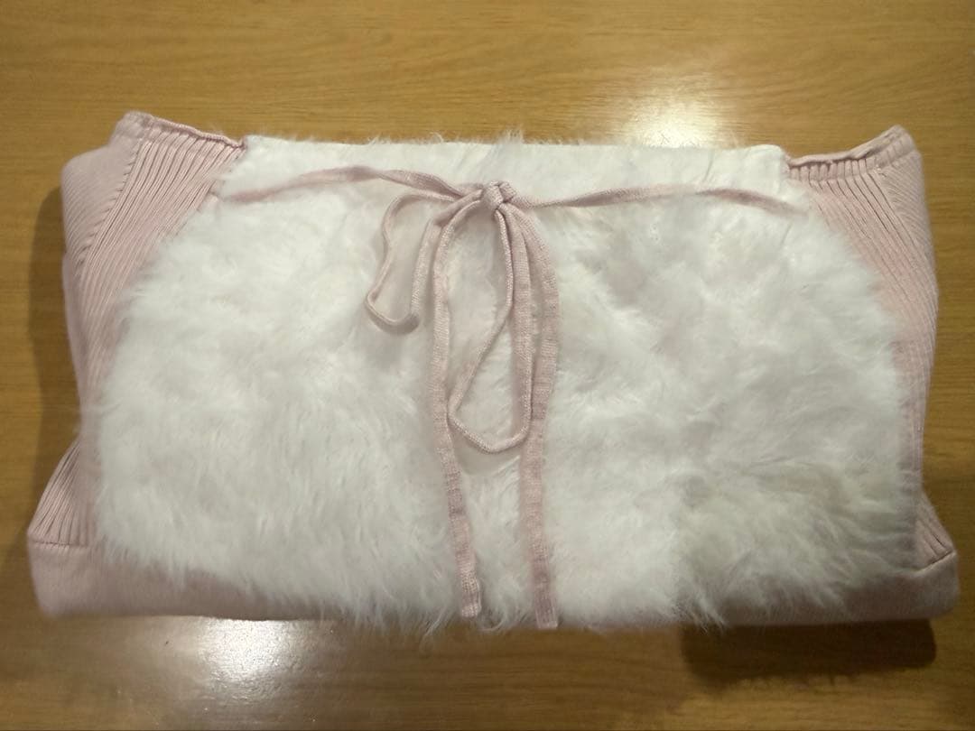 トップス lumignon Ribbon bust fluffy tops pink