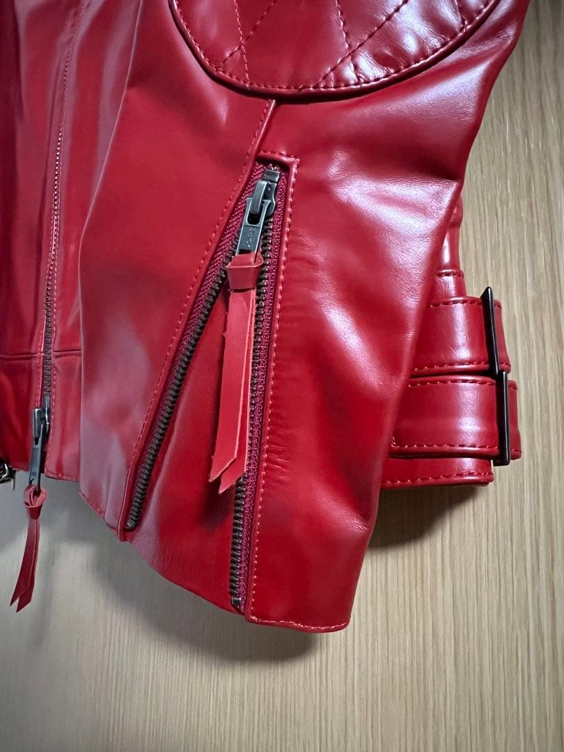 「Haruf」本革 シングル 赤レザージャケット