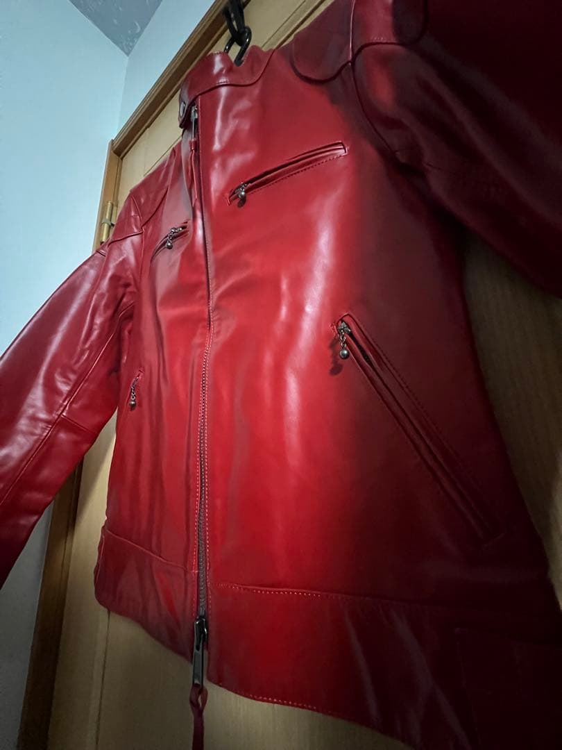 「Haruf」本革 シングル 赤レザージャケット