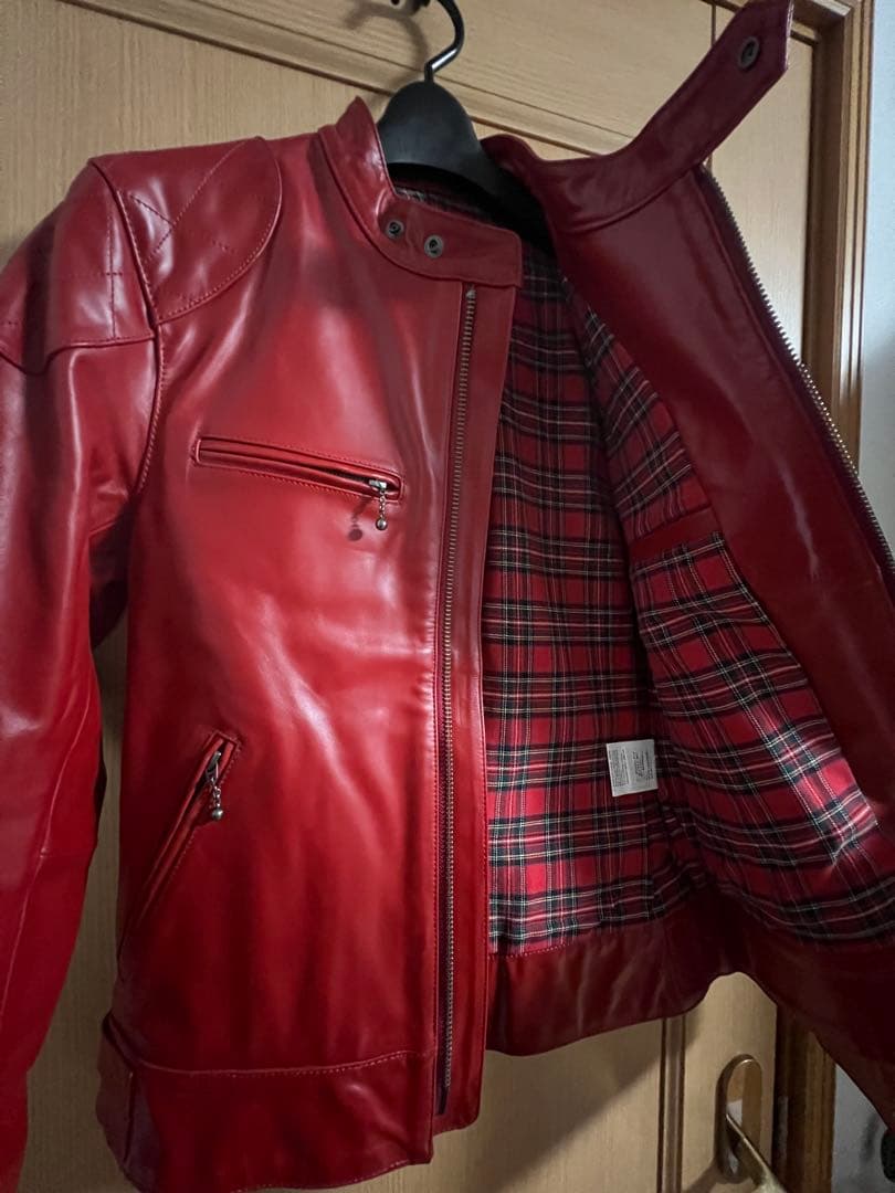 「Haruf」本革 シングル 赤レザージャケット