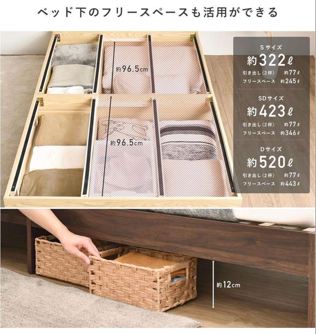 【あ2/2】ホワイトセミダブルベッドフレーム USBポート付き