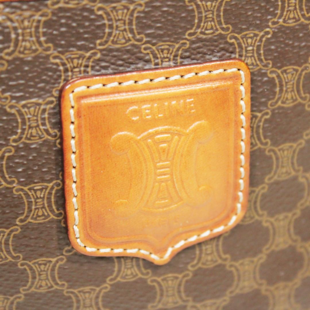 美品 セリーヌ ボストンバッグ ハンドバッグ マカダム PVC レザー ブラウン