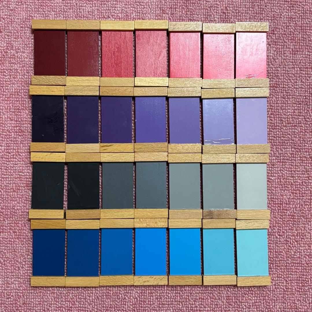 モンテッソーリ 感覚教具まとめ売り　雑音筒　触覚板1&2 色板第二&第三の箱