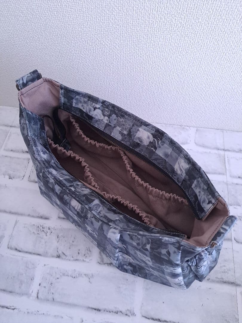 持ち手別売り　リバティ　ラミネート　アーカイブギンガム　グレー　横長ショルダー