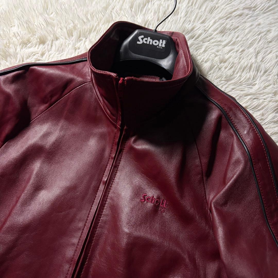 希少カラー■schott トラックジャケット　羊革　ラムレザー ボルドー　L