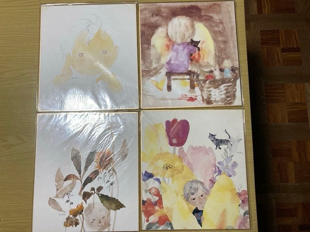 『いわさきちひろのせかい』他 色紙28枚 本１冊【おまけ】専用額