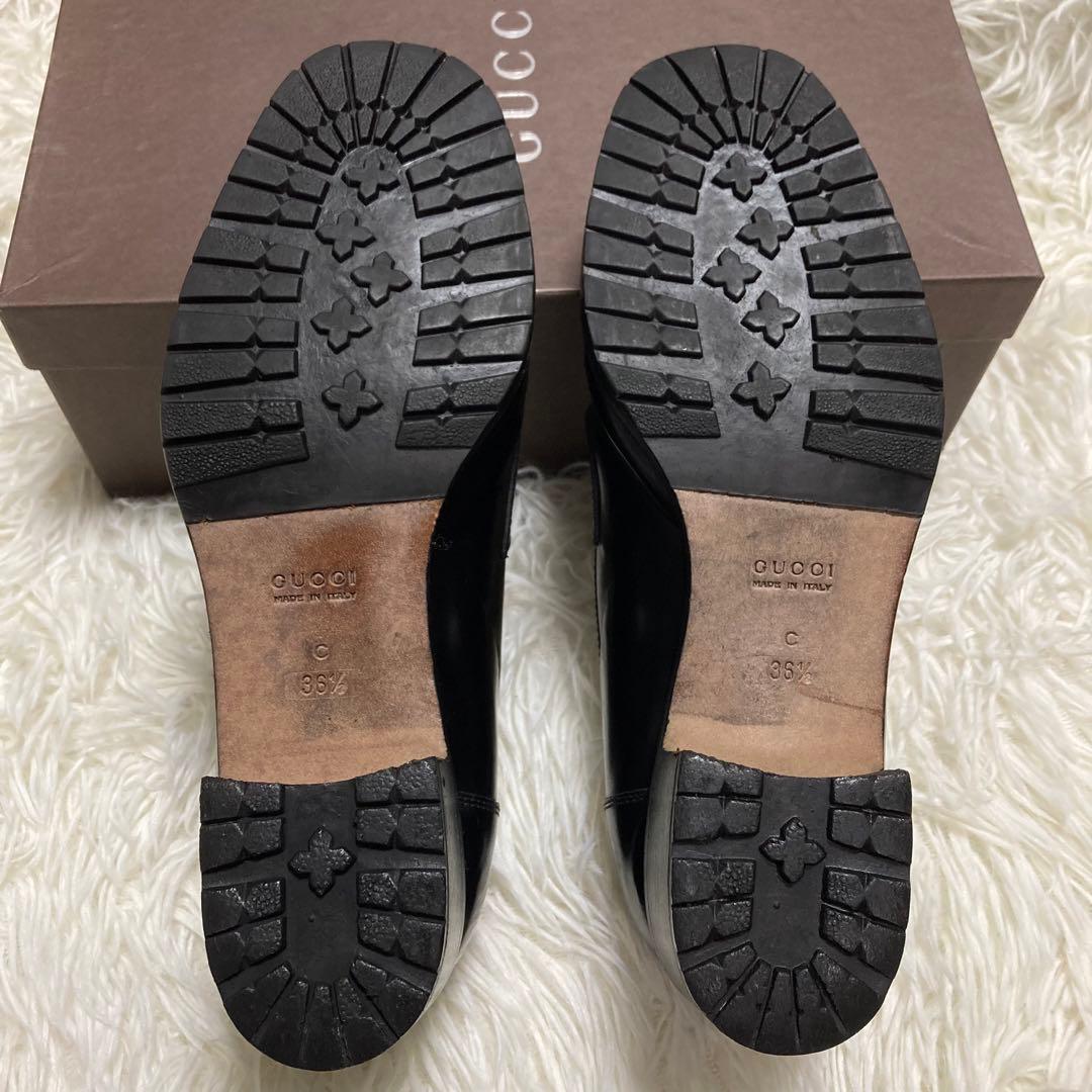 GUCCI グッチ　シルバー　ホースビット　パンプス　ラグソール　1/2 36