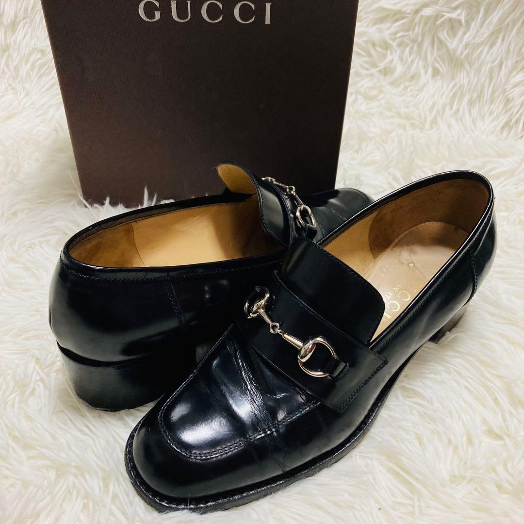 GUCCI グッチ　シルバー　ホースビット　パンプス　ラグソール　1/2 36