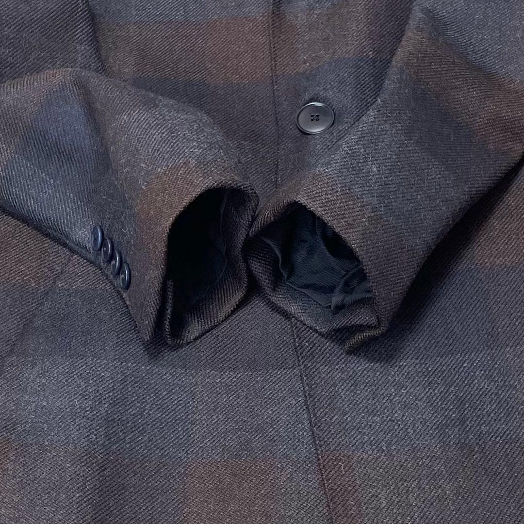 美品 LATORRE URBANJ 伊製 チェックウール チェスターコート 48