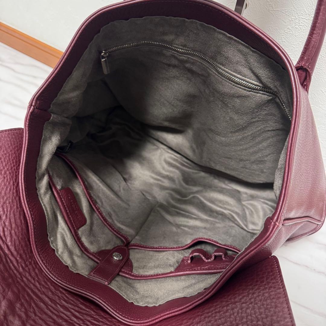 美品✨ペッレモルビダ フラップ トートバッグ ダークレッド タグ&ホイッスル付