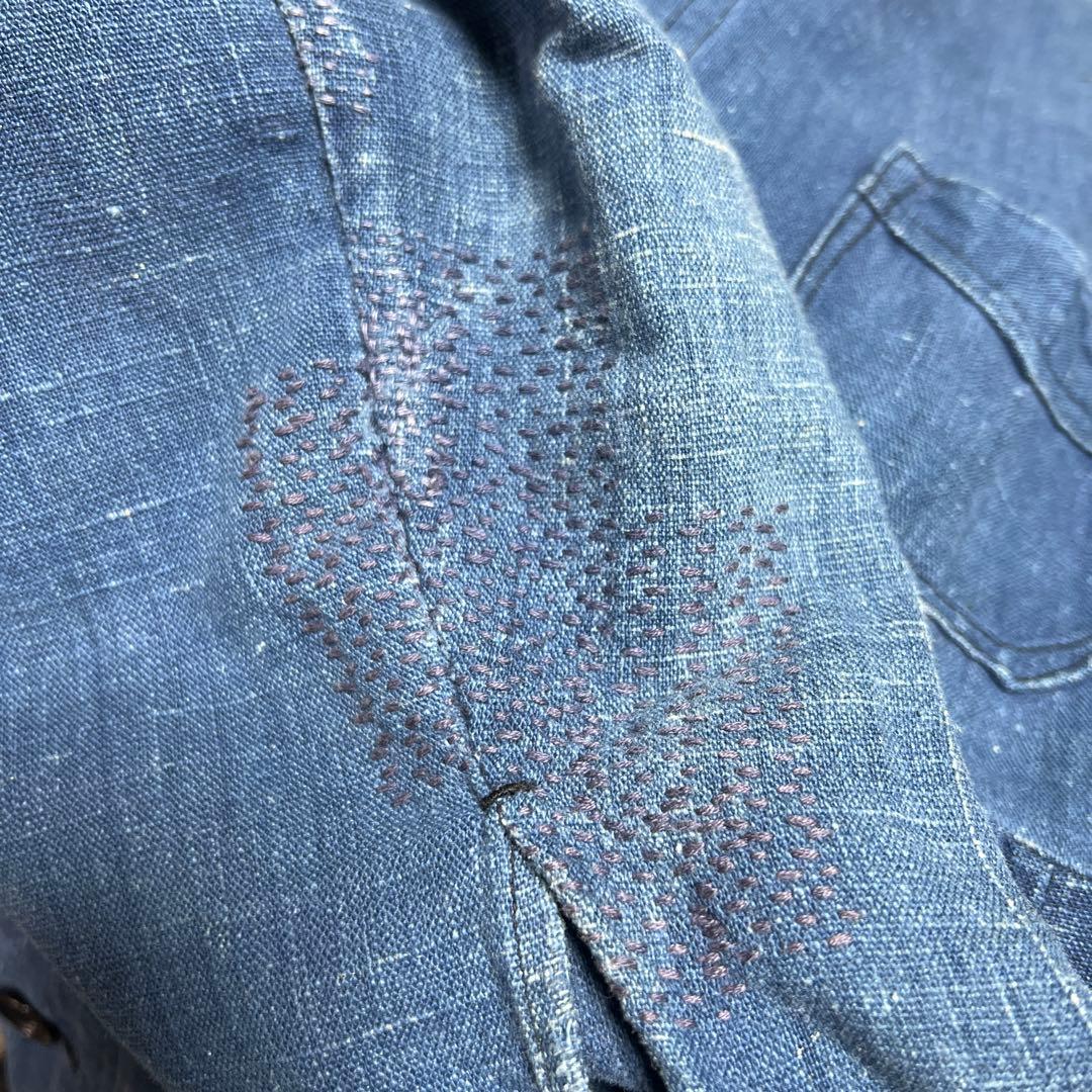 30s〜40s フレンチヴィンテージ インディゴリネン ワークジャケット