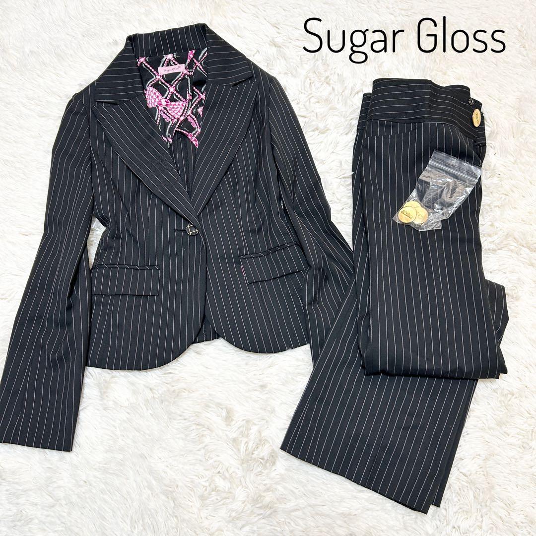 ✨美品✨Sugar Gloss パンツスーツ　ストライプ　ブラック M